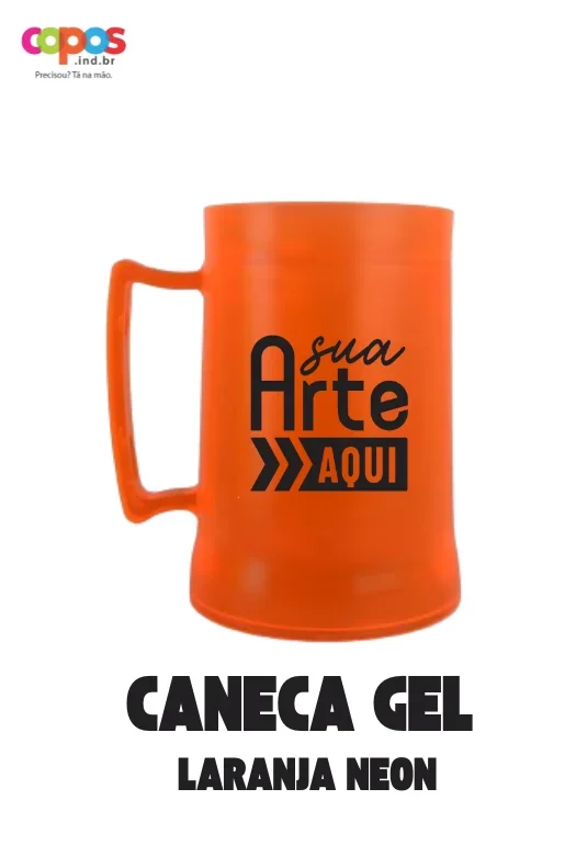 CANECA GEL LARANJA NEON